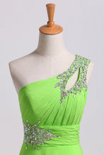 Load image into Gallery viewer, Cheap Prom Dresses Green One Shoulder Floor Length Sweep/Brush Train