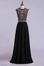Load image into Gallery viewer, 2024 Prom Dresses A-Line High-Neck Floor-Length Chiffon
