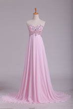 Load image into Gallery viewer, 2024 Hot Prom Dresses Sweetheart With Beading Floor Length Chiffon