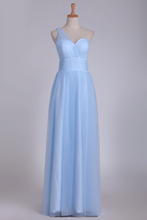 Load image into Gallery viewer, 2024 One Shoulder A Line Bridesmaid Dresses Ruched Bodice Tulle