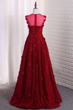 Load image into Gallery viewer, 2023 Sweetheart Lace Asymmetrical Prom Dresses With Handmade Flowers