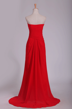 Load image into Gallery viewer, 2024 Sweetheart Prom Dress Column Chiffon With Ruffles And Beads