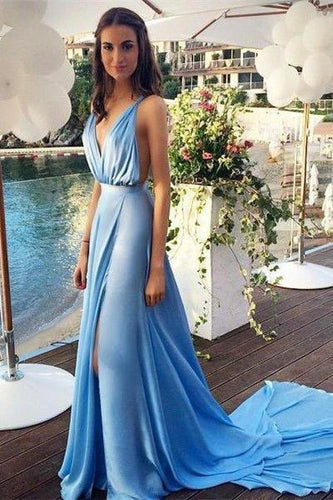 Long Prom Dresses blue Prom Dress chiffon Prom dress sexy backless prom Dress 2024 prom Dress BD440