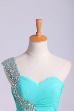 Load image into Gallery viewer, 2024 Prom Dress One Shoulder Ruffled Bodice With Rhinestone Beaded Strap