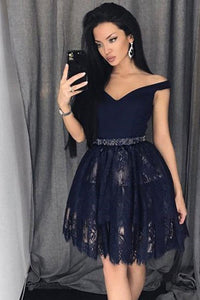 2024 Homecoming Dresses A-Line Off-The-Shoulder Black Lace