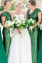Load image into Gallery viewer, Sequin Wedding Party Dresses Bridesmaid Dresses With Short SRSP693L41T