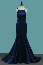 Load image into Gallery viewer, 2023 Spaghetti Straps Elastic Satin Mermaid Evening Dresses Sweep Train
