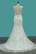 Load image into Gallery viewer, 2024 Wedding Dresses Mermaid Bateau Tulle With Applique Court Train
