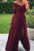 Modest Off the Shoulder Burgundy Bridesmaid Dresses with Slit, Prom SRS20427