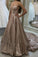 Puffy Sleeveless Sequined Court Train Prom Dress, Sparkly Sequin Evening Dresses SRS15312