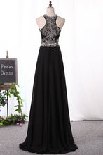 Load image into Gallery viewer, 2024 A Line Prom Dresses Scoop Beaded Bodice Chiffon Two Pieces