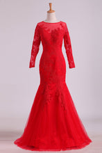 Load image into Gallery viewer, 2024 Mother Of The Bride Dresses Scoop 3/4 Length Sleeves Tulle With Applique