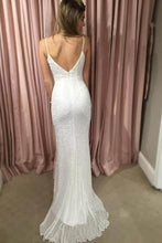 Load image into Gallery viewer, Sexy Mermaid Spaghetti Straps Sequins V Neck Prom Dresses, Wedding SRS15666