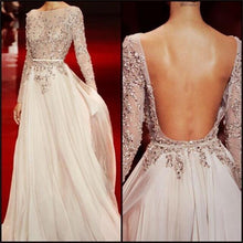 Load image into Gallery viewer, Long Sleeves Charming Floor-length Backless Cocktail Evening Long Prom Dresses Online PD0201