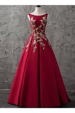 Load image into Gallery viewer, A-Line Bateau Floor-Length Sleeveless Satin Prom Dress/Evening Dress SRSPJQ7ECFK