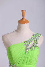 Load image into Gallery viewer, 2024 Prom Dresses A Line One Shoulder Chiffon With Beading&amp;Sequins