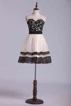 Load image into Gallery viewer, 2024 New Arrival Dresses Sweetheart A Line Mini Bicolor Organza&amp;Lace