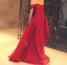 Load image into Gallery viewer, Charming A-Line Off-the-Shoulder Floor Length Red Prom/Evening Dress with Ruched RS866