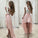New Arrival Sexy Unique High Low Sleeveless Pink White Chiffon Scoop Prom Dresses RS771
