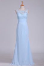 Load image into Gallery viewer, 2024 Bridesmaid Dresses Scoop Chiffon &amp; Lace Floor Length Zipper Up