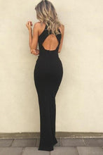 Load image into Gallery viewer, Cheap Simple Long Sheath Floor Length Vlack Prom Dresses Prom Gowns