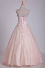 Load image into Gallery viewer, 2024 A Line Prom Dresses Sweetheart Tulle With Beading Lace Up