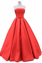 Load image into Gallery viewer, 2023 New Arrival Strapless Prom Dresses A Line Satin With Sash