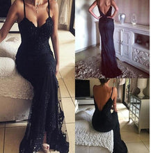 Load image into Gallery viewer, 2024 Long Beaded Lace Vintage V-Neck Sexy Prom Dresses AB060