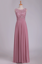 Load image into Gallery viewer, 2024 New Arrival Scoop Chiffon Floor Length A Line Prom Dresses