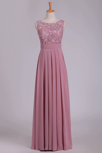 2024 New Arrival Scoop Chiffon Floor Length A Line Prom Dresses