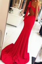 Load image into Gallery viewer, 2024 Halter Open Back Satin Mermaid Evening Dresses With Slit