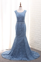 Load image into Gallery viewer, 2024 Scoop Mermaid Lace Mother Of The Bride Dresses With Beads Sweep Train