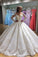 2024 Scoop Long Sleeves Ball Gown Wedding Dresses Tulle With Applique Sweep Train
