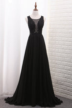Load image into Gallery viewer, 2024 New Arrival Scoop A Line Prom Dresses With Applique And Slit