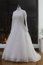 Load image into Gallery viewer, 2024 High Neck Wedding Dresses A Line Tulle Muslim With Applique