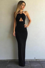 Load image into Gallery viewer, Cheap Simple Long Sheath Floor Length Vlack Prom Dresses Prom Gowns