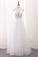 2024 A Line Tulle & Lace Scoop Wedding Dresses With Applique Floor Length