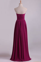 Load image into Gallery viewer, 2024 Bridesmaid Dresses A Line Sweetheart Floor Length With Ruffles Chiffon