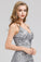 V Neck A Line Spaghetti Straps Sliver Sequins Prom Dresses Party Dresses SRS15470