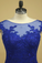 2024 Plus Size Mermaid Open Back Evening Dresses Bateau Tulle With Applique Dark Royal Blue