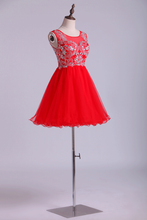 Load image into Gallery viewer, 2024 Scoop Beaded Bodice Homecoming Dresses A Line Short Tulle