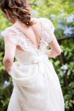 Load image into Gallery viewer, 2024 V Neck Wedding Dresses A Line Lace With Sash And Beads Sweep Train