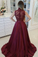 2024 High Neck Prom Dresses A Line Satin Appliques With Beads Sweep Train