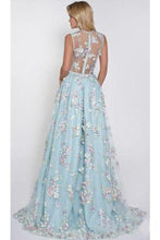 Load image into Gallery viewer, 2024 Sky Blue Prom Dresses See Through Embroidery Formal Dress Evening Dress
