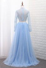 Load image into Gallery viewer, 2024 Two-Piece High Neck Evening Dresses Tulle &amp; Lace With Slit A Line