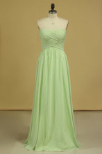 Load image into Gallery viewer, 2024 Sweetheart Ruched Bodice Bridesmaid Dress A Line Floor Length Chiffon
