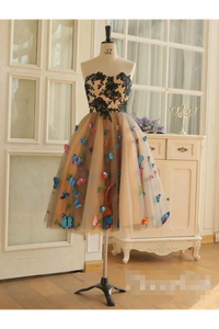SweetHeart Neckline A Line Homecoming Dresses Colorful Butterflies Appliques Short Prom Dresses