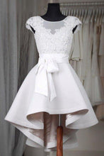 Load image into Gallery viewer, Simple white lace short prom dress High low homecoming dresses