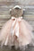 Princess A Line Gold Sequin Round Neck Blush Pink Cute Tulle Baby Flower Girl Dress RS828