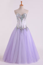 Load image into Gallery viewer, 2024 Tulle Sweetheart Beaded Bodice Ball Gown Quinceanera Dresses Floor Length